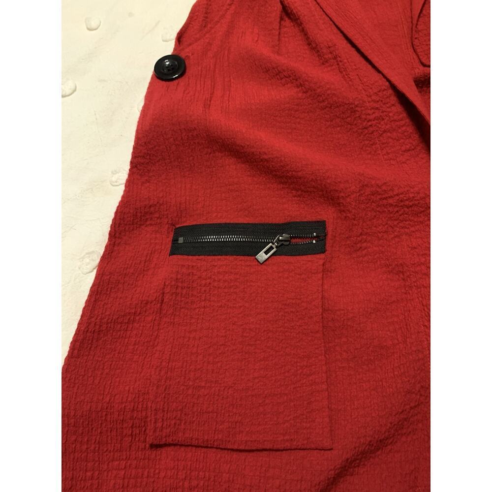 Ali Miles Red Collared Vest XL Button and zip pockets Lagenlook Art to Wear - Picture 6 of 10
